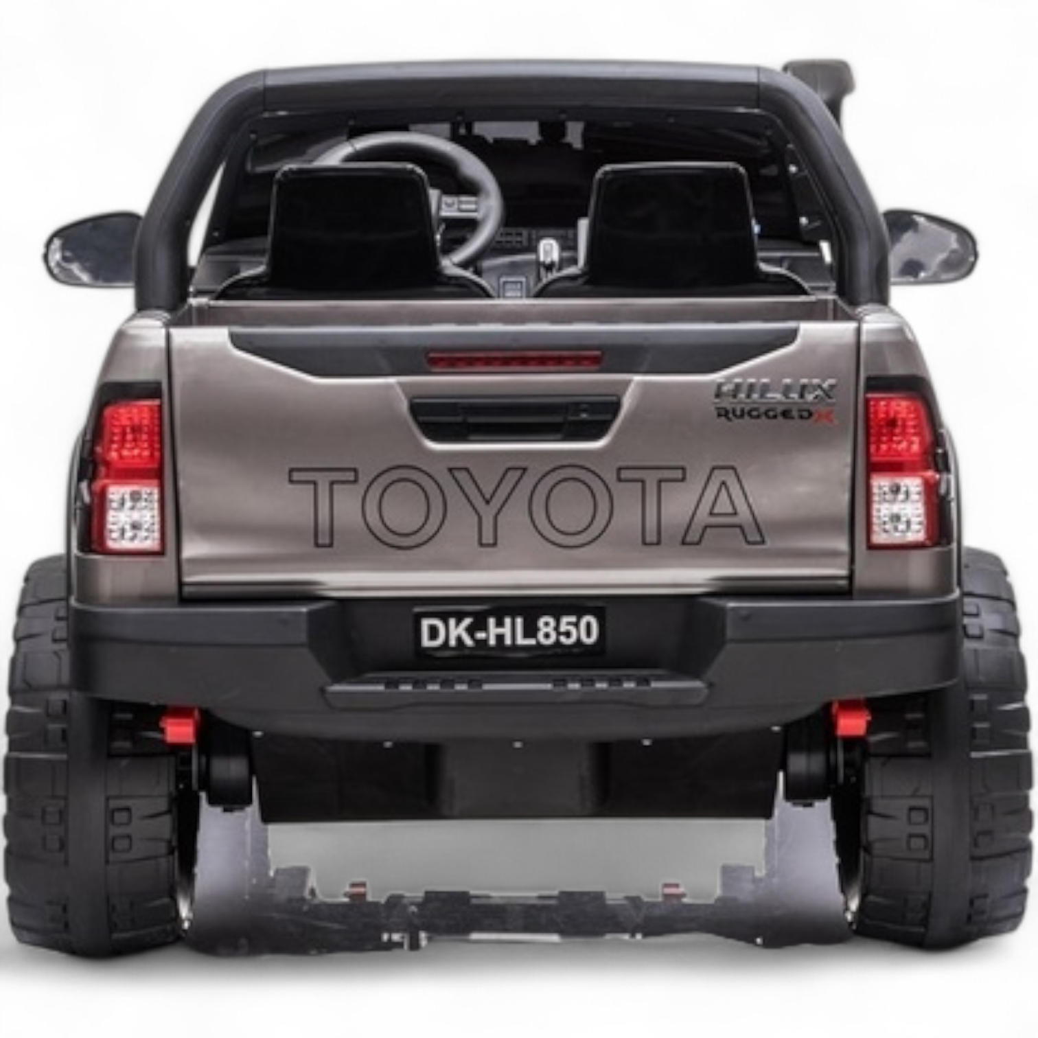 Coche Eléctrico para Niños TOYOTA HILUX Gris Metalizado 12v 4x4 c/ RUEDAS DE GOMA & ASIENTO DE PIEL