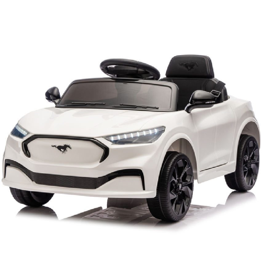 Coche Eléctrico para niño FORD MUSTANG MACH-E 24v Blanco c/ RODAS DE BORRACHA & ASIENTO EN PELE