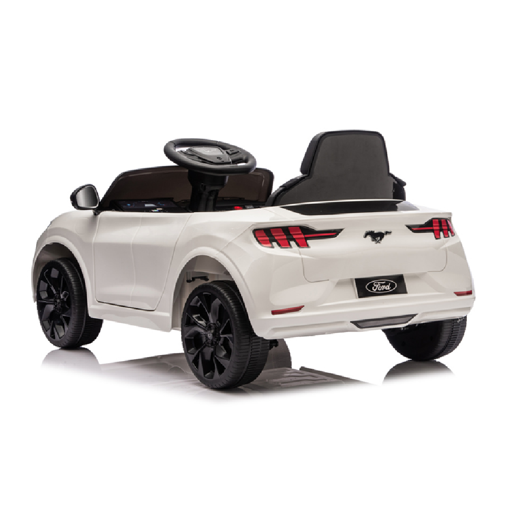 Coche Eléctrico para niño FORD MUSTANG MACH-E 24v Blanco c/ RODAS DE BORRACHA & ASIENTO EN PELE