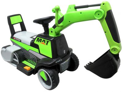 Excavadora Eléctrica Power Mat 6v Verde c/ Ruedas & Asiento de Plástico