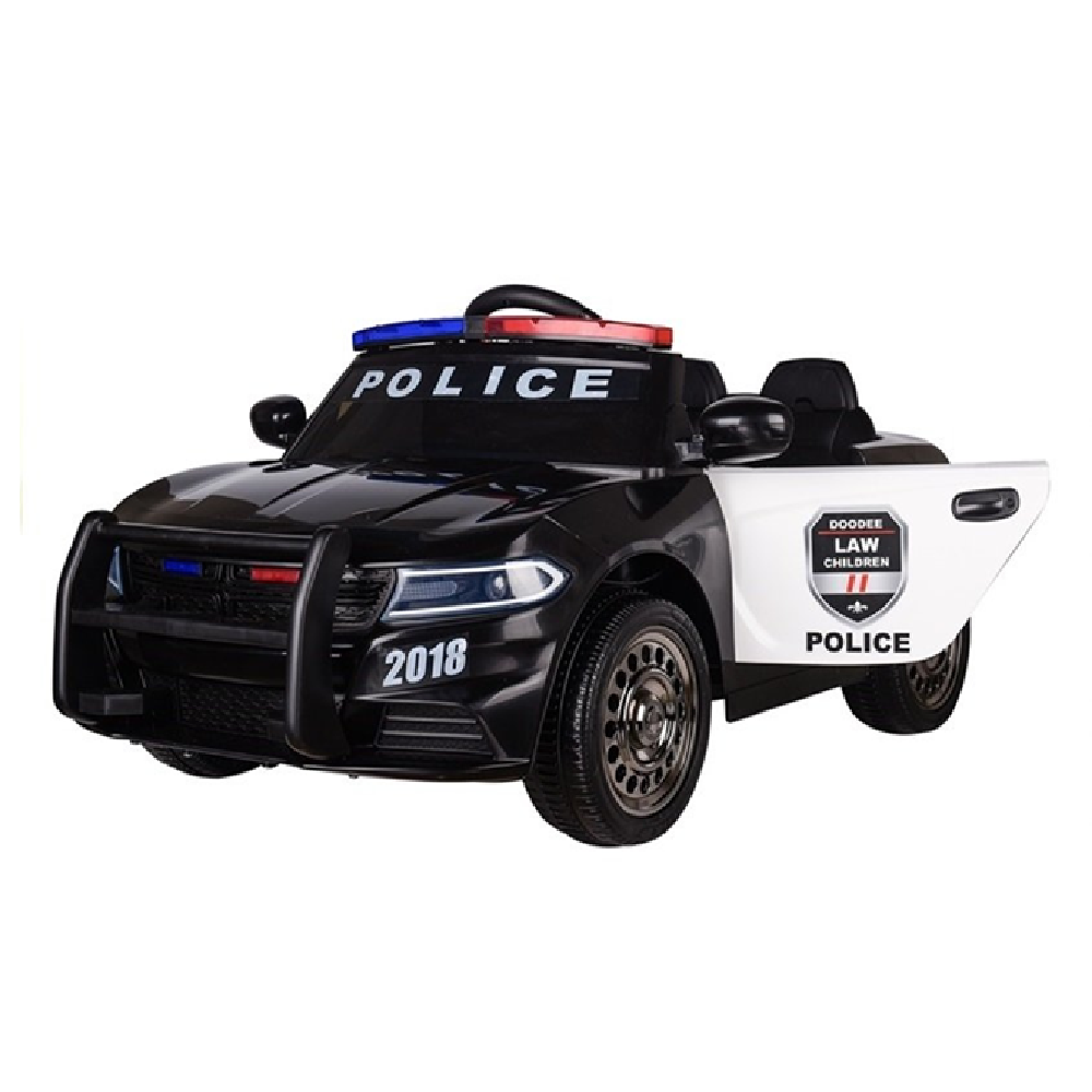 Coche Eléctrico para niño Policía 12v c/ RODAS DE BORRACHA & ASIENTO EN PELE