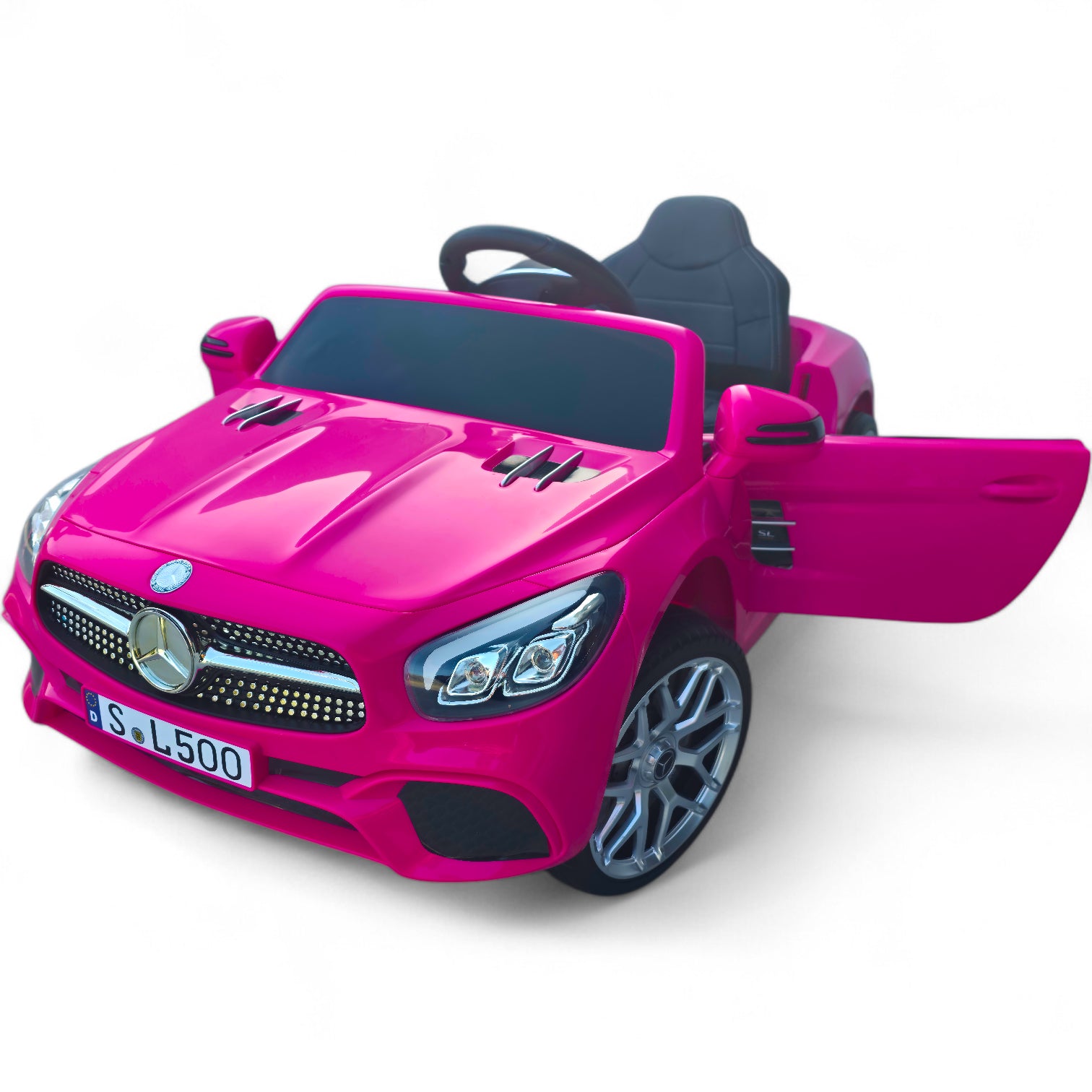 Coche Eléctrico para Niño MERCEDES SL500 12V Rosa c/ RODAS DE BORRACHA & ASIENTO EN PELE