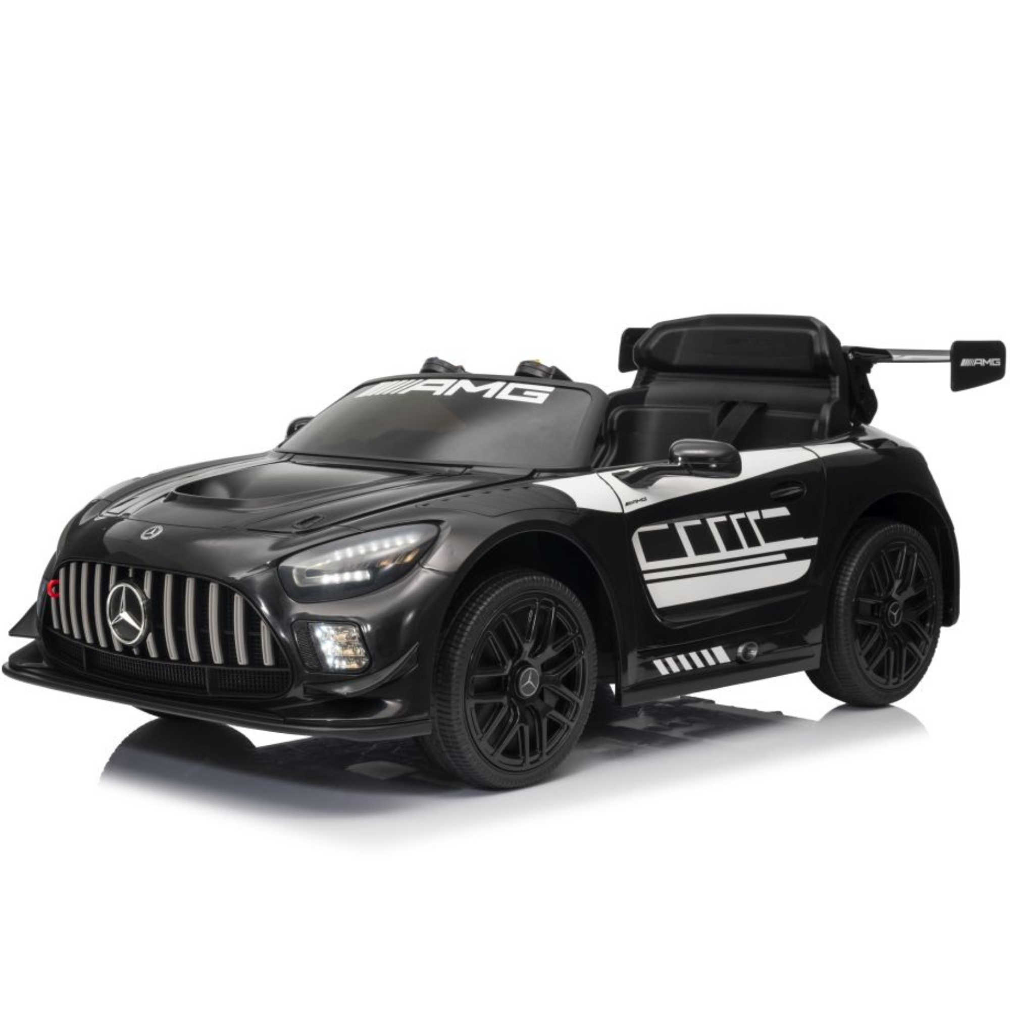 Coche Eléctrico para Niños MERCEDES GT3 Deluxe 12v Negro c/ RUEDAS DE GOMA & ASIENTO DE PIEL