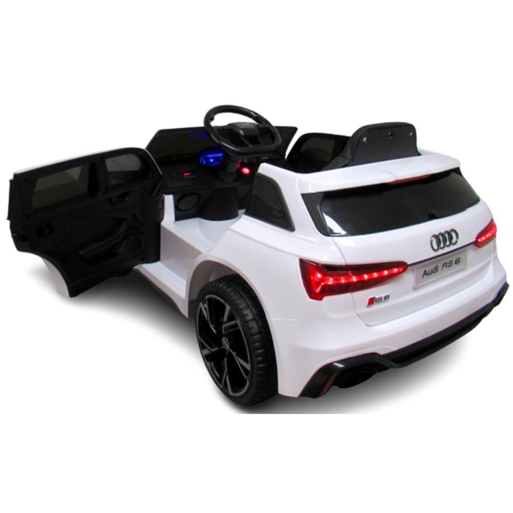 Coche Eléctrico para Niños AUDI RS6 12v Blanco c/ RUEDAS DE GOMA & ASIENTO DE PIEL