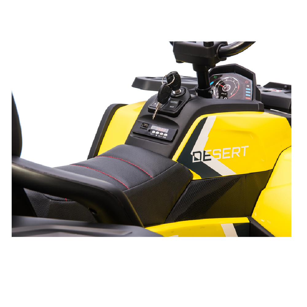 Moto Eléctrica para Niño QUAD DESERT 12V AMARILLA c/ RODAS DE BORRACHA & ASIENTO EN PELE