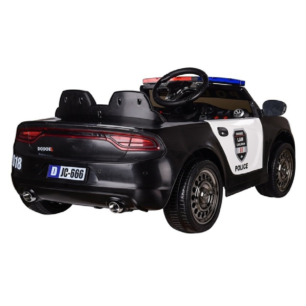 Coche Eléctrico para niño Policía 12v c/ RODAS DE BORRACHA & ASIENTO EN PELE