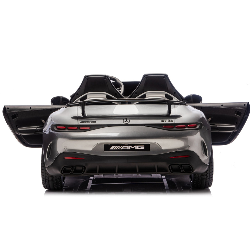 Coche Eléctrico para Niño MERCEDES GT63 24v XXL Gris Metalizado c/ MP4, RUEDAS DE GOMA & ASIENTO DE PIEL