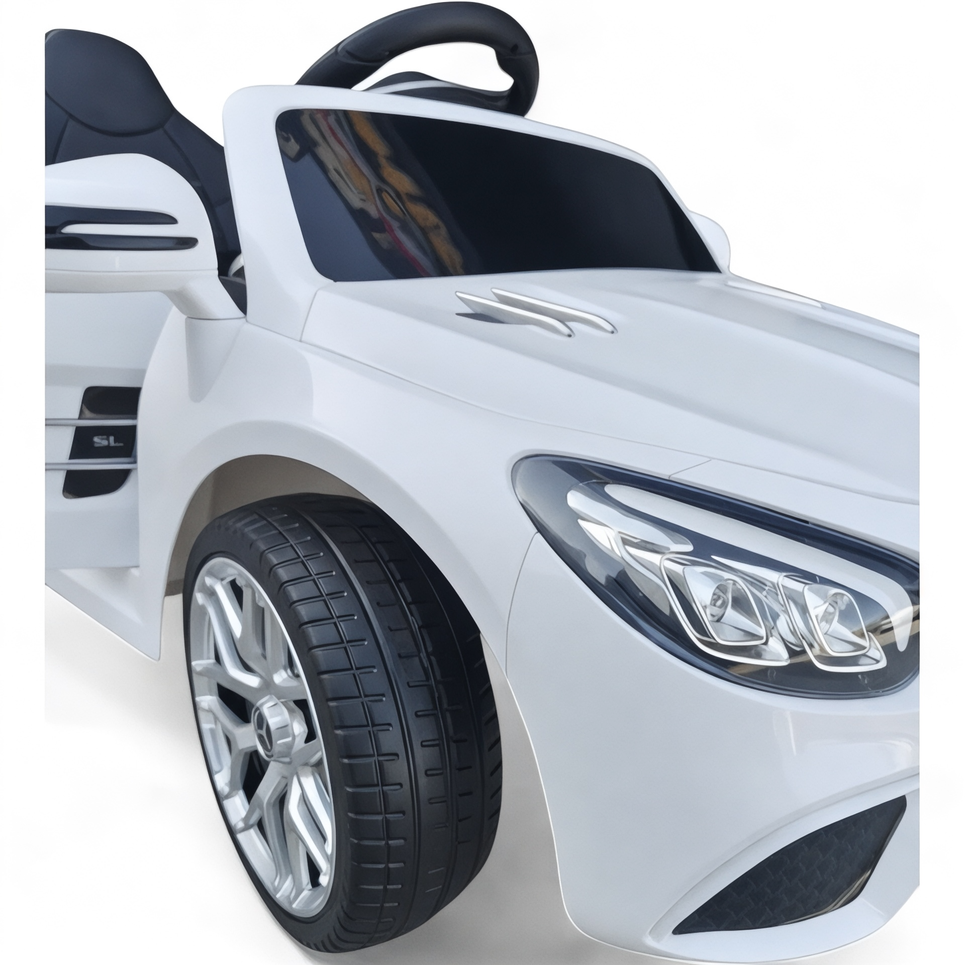 Coche Eléctrico para Niño MERCEDES SL500 12V Blanco c/ RODAS DE BORRACHA & ASIENTO EN PELE