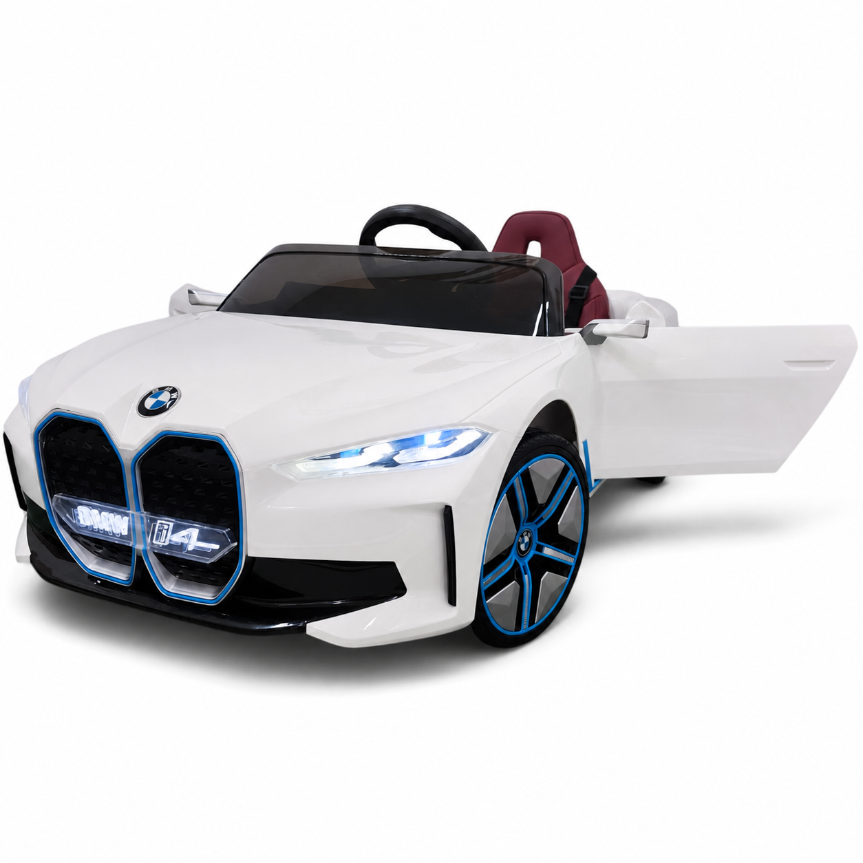 Coche Eléctrico para Niños BMW I4 12v BATERÍA DE LITIO Blanco c/ RUEDAS DE GOMA & ASIENTO DE PIEL