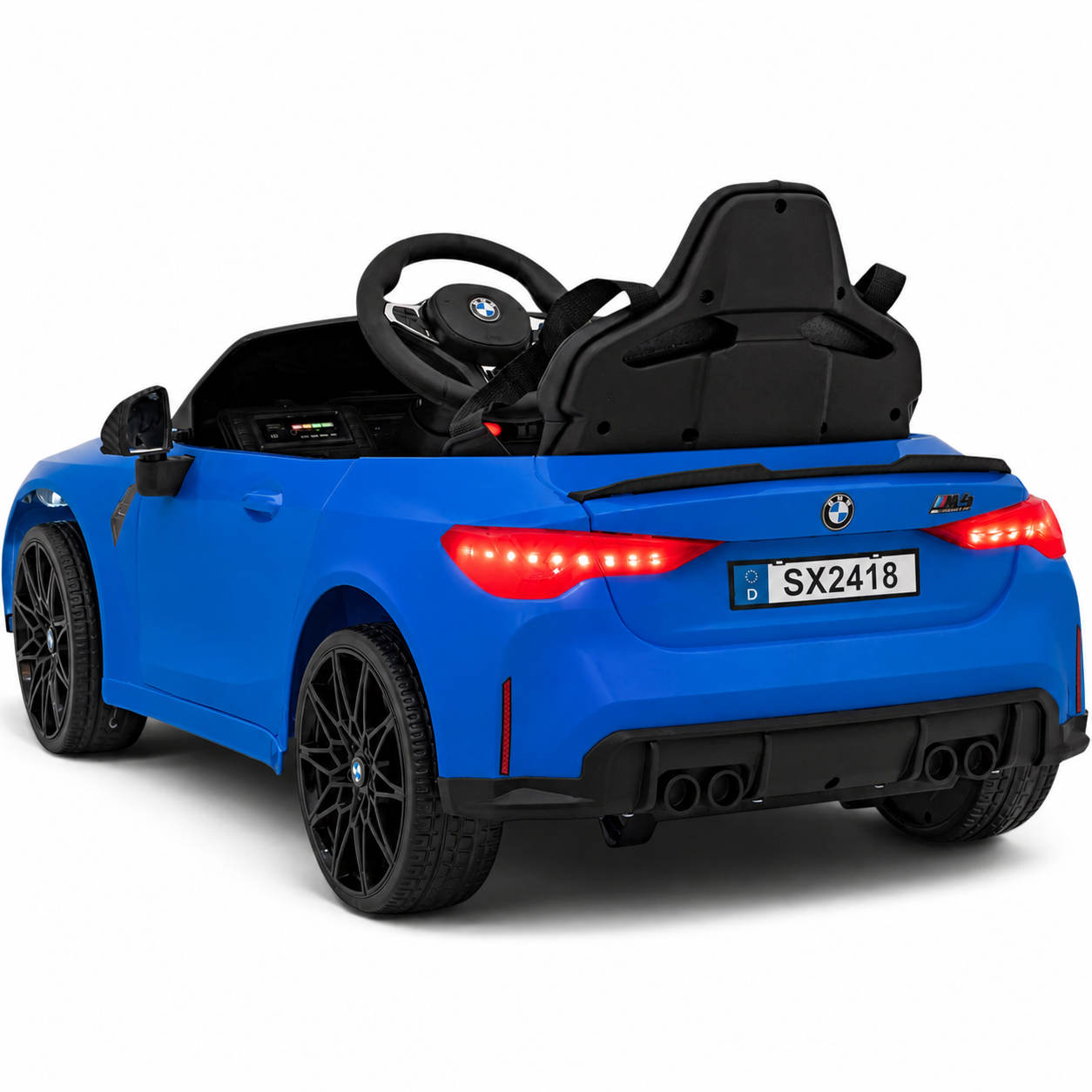Coche Eléctrico para Niños BMW M4 12v Azul BATERÍA DE LITIO con RUEDAS DE GOMA y ASIENTO DE PIEL