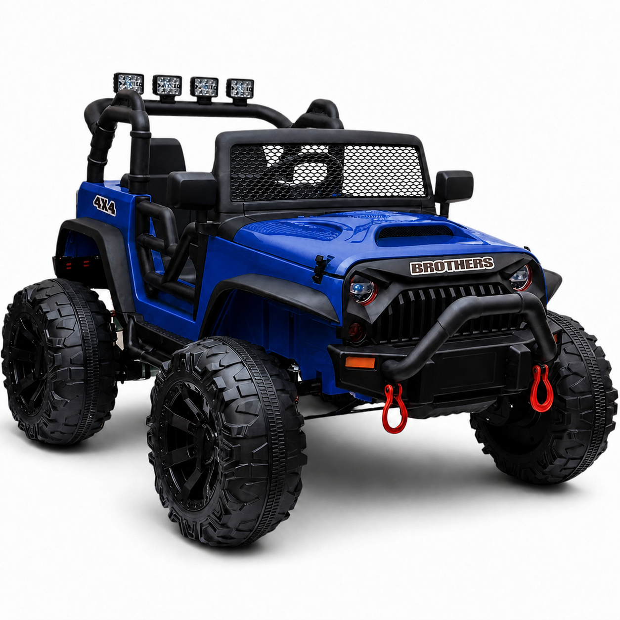 Carro Elétrico para Criança Jipe BROTHERS 24v Azul Metalizado c/ RODAS DE BORRACHA & ASSENTO EM PELE