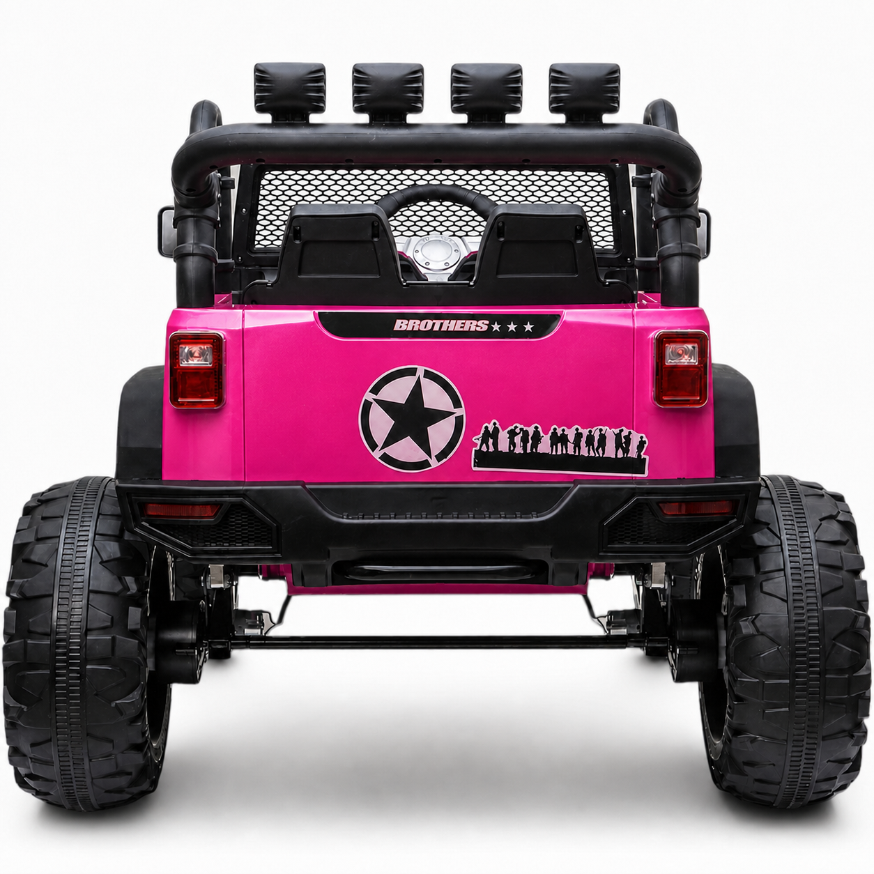 Carro Elétrico para Criança Jipe BROTHERS 24v Rosa Metalizado c/ RODAS DE BORRACHA & ASSENTO EM PELE
