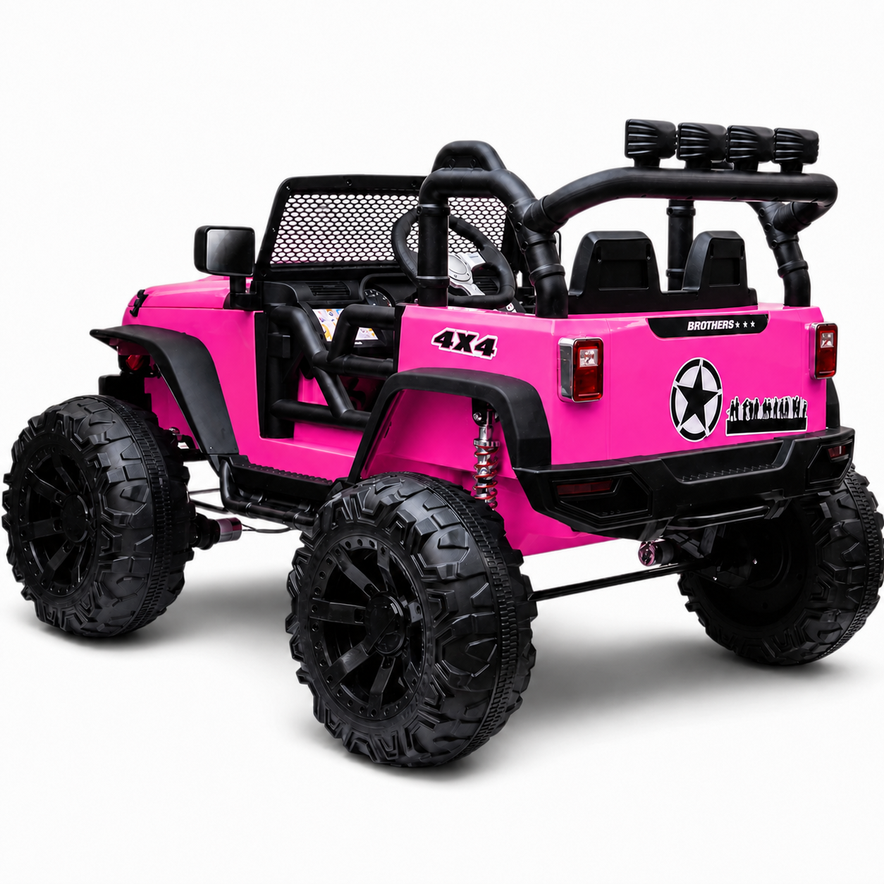Carro Elétrico para Criança Jipe BROTHERS 24v Rosa c/ RODAS DE BORRACHA & ASSENTO EM PELE