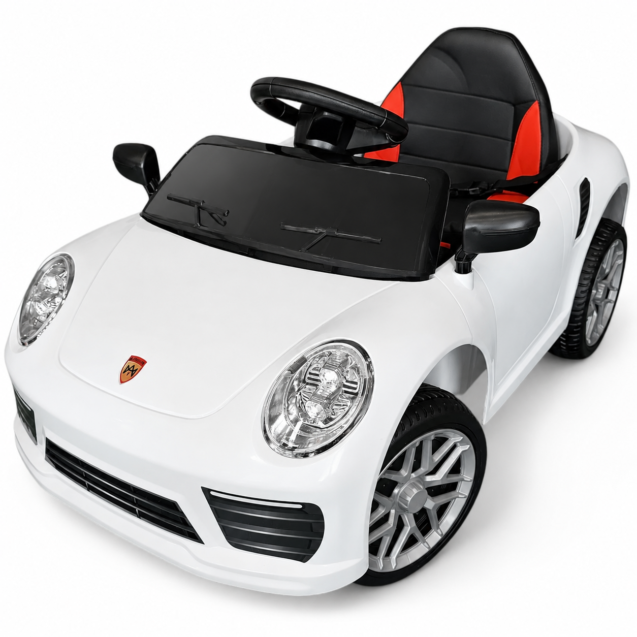Coche Eléctrico para Niños FUNDRIVE 12v Blanco c/ RUEDAS DE GOMA & ASIENTO DE PIEL