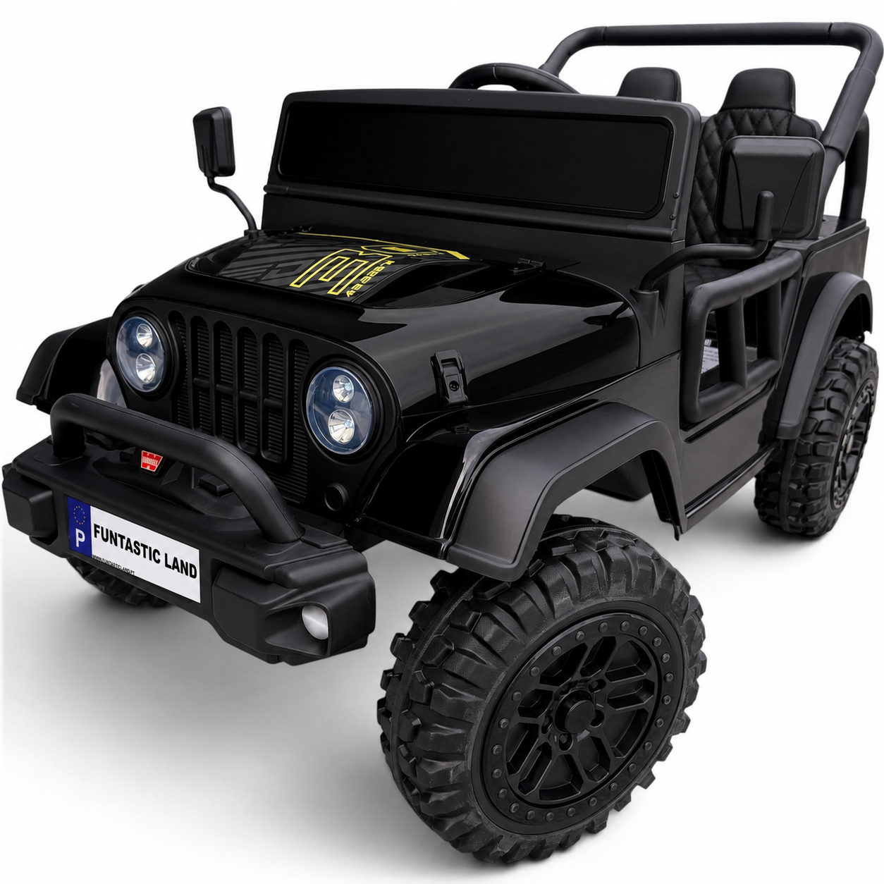 Carro Elétrico para Criança FJ LAND 24v Preto c/ RODAS DE BORRACHA & ASSENTO EM PELE