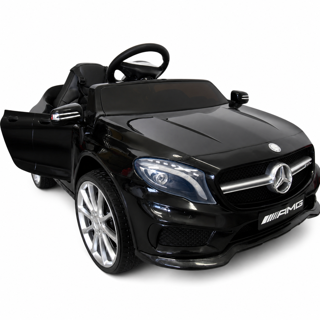 Carro Elétrico para Criança MERCEDES GLA45 12V Preto c/ RODAS DE BORRACHA E ASSENTO EM PELE