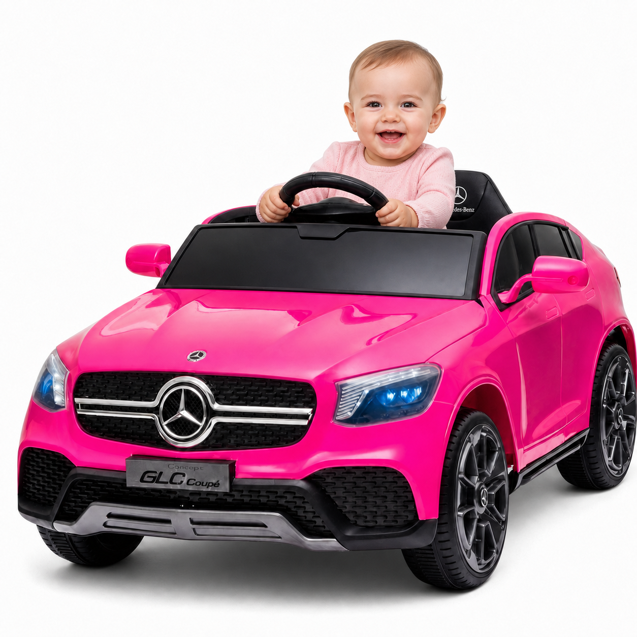 Coche Eléctrico para Niños MERCEDES GLC coupé BATERÍA DE LITIO 12v 4x4 Rosa c/ RUEDAS DE GOMA & ASIENTO DE PIEL