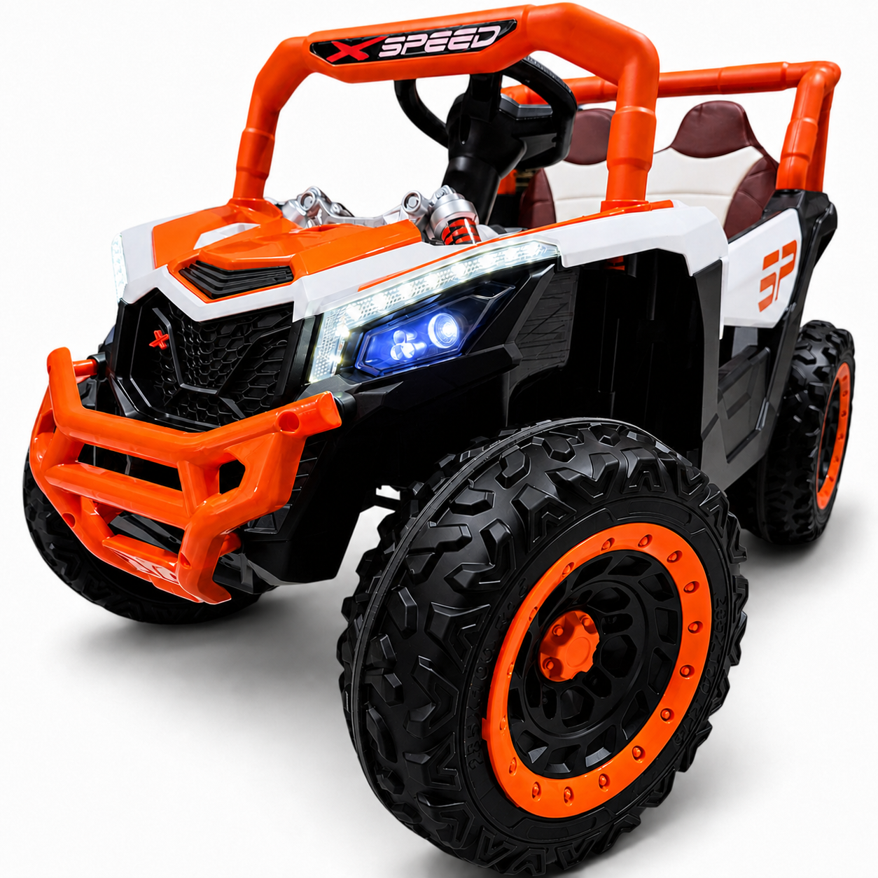 Carro Elétrico para Criança BUGGY XSPEED 12v Laranja c/ RODAS DE BORRACHA & ASSENTO EM PELE