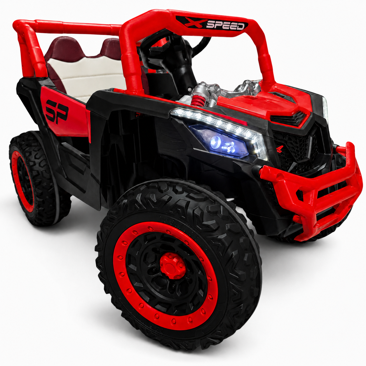 Carro Elétrico para Criança BUGGY XSPEED 12v Vermelho c/ RODAS DE BORRACHA & ASSENTO EM PELE
