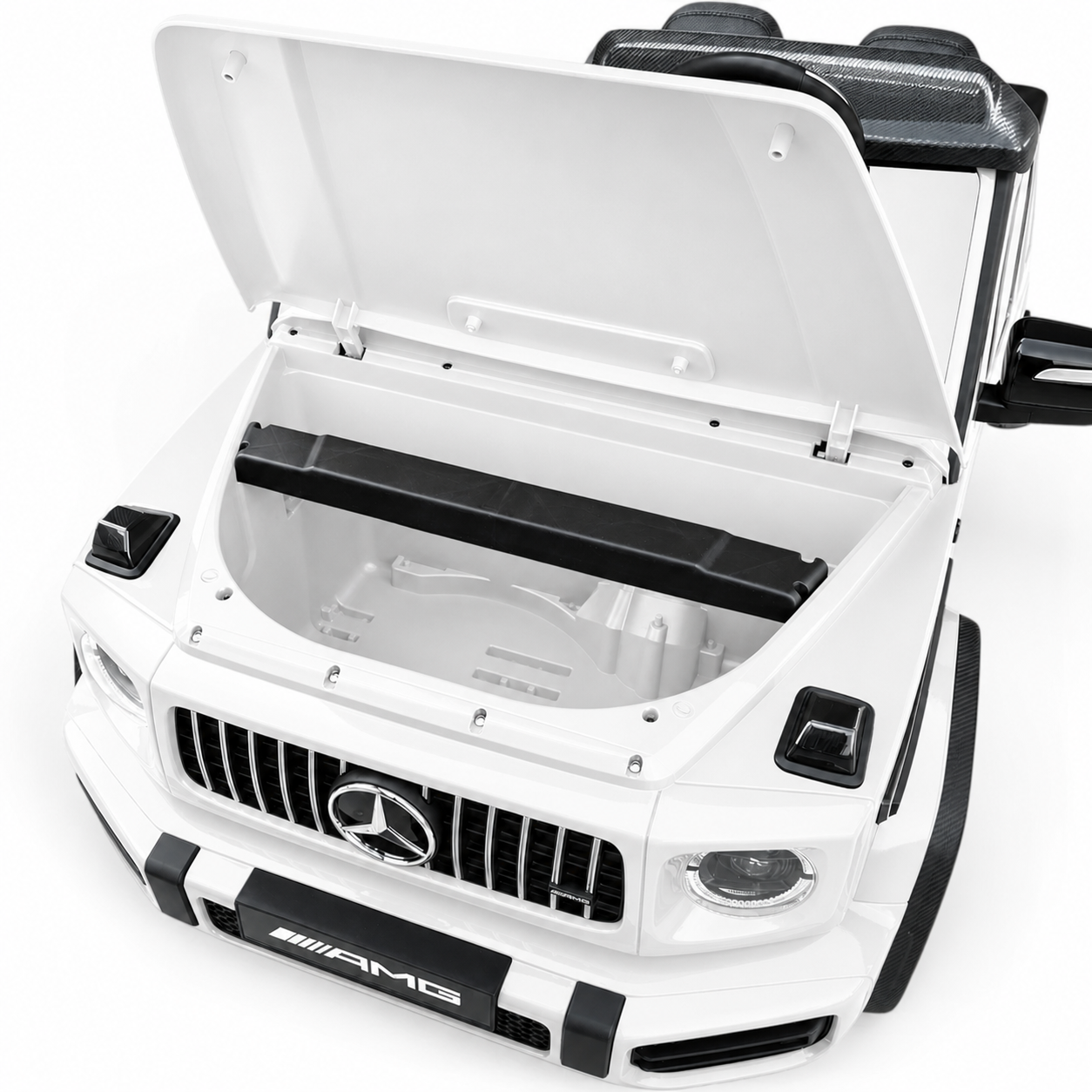 Carro Elétrico para Criança MERCEDES G63 AMG XXL Branco 24v MP4 4x4 c/ RODAS DE BORRACHA & ASSENTO EM PELE