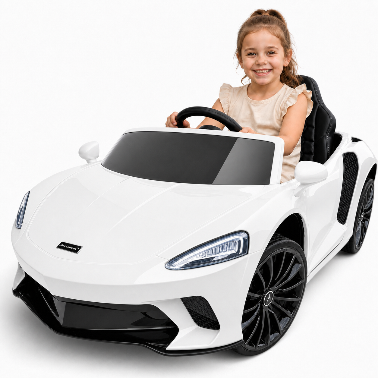 Carro Elétrico para Criança MCLAREN GT 12v Branco c/ RODAS DE BORRACHA & ASSENTO EM PELE