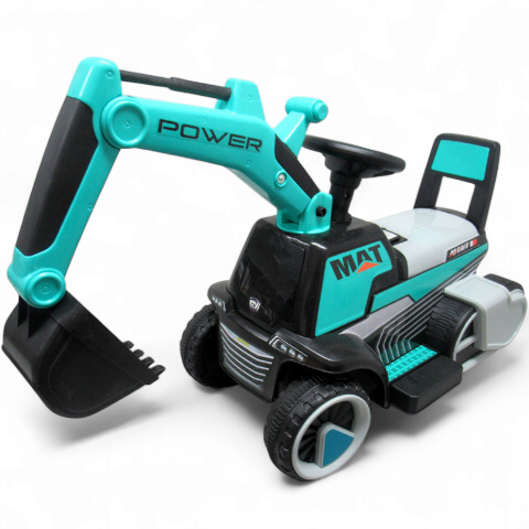 Excavadora Eléctrica Power Mat 6v Azul c/ Ruedas & Asiento de Plástico