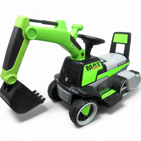 Excavadora Eléctrica Power Mat 6v Verde c/ Ruedas & Asiento de Plástico