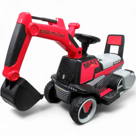 Excavadora Eléctrica Power Mat 6v Roja c/ Ruedas & Asiento de Plástico