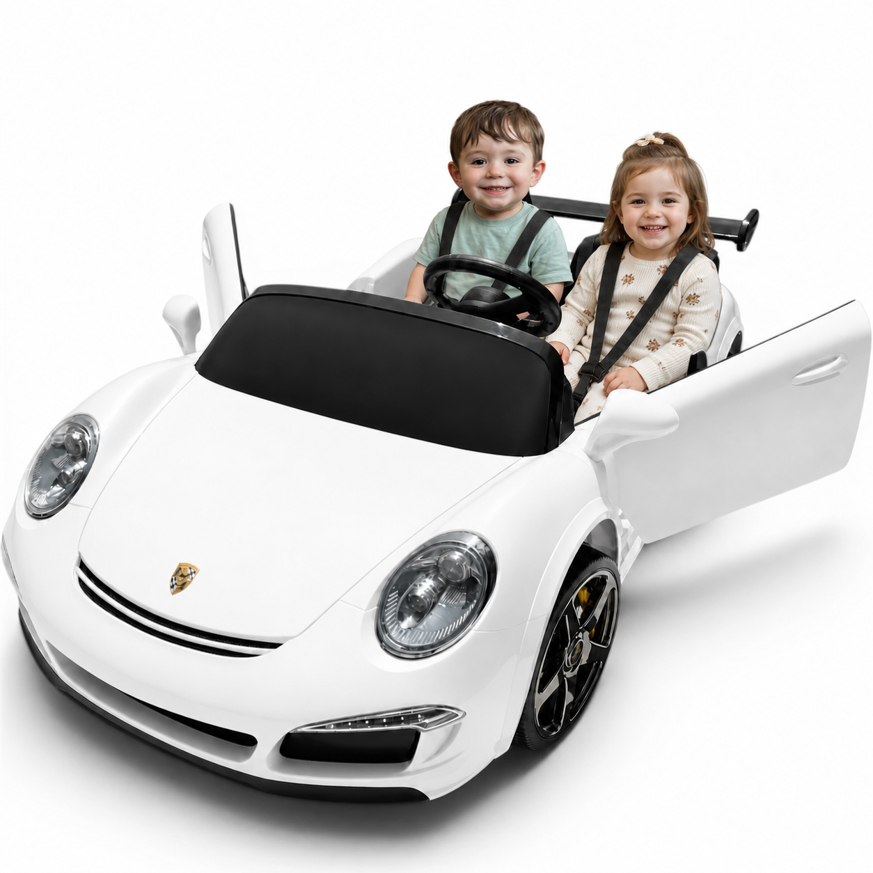 Carro Elétrico para Criança RUF CTT Branco 4x4 24v c/ RODAS DE BORRACHA & ASSENTO EM PELE