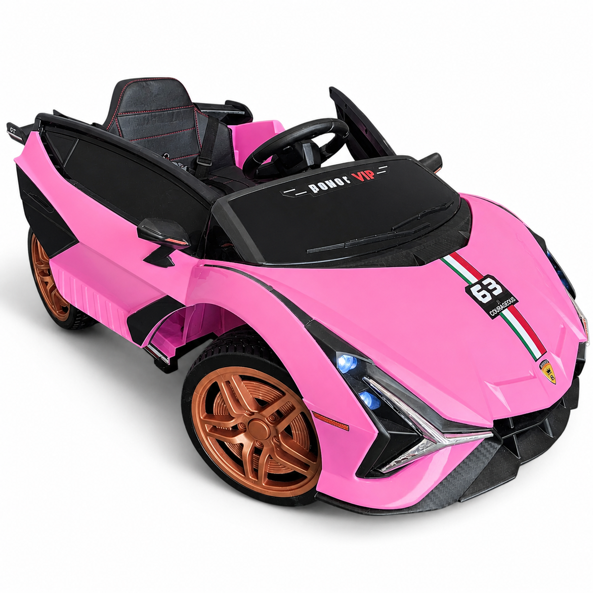 Coche Eléctrico para Niños Sian Style Rosa 12v c/ RUEDAS DE GOMA & ASIENTO DE PIEL