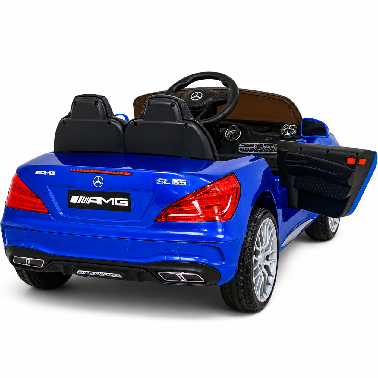 Carro Elétrico para Criança MERCEDES SL65 12V Ecrã MP4 Azul Metalizado c/ RODAS DE BORRACHA & ASSENTO EM PELE