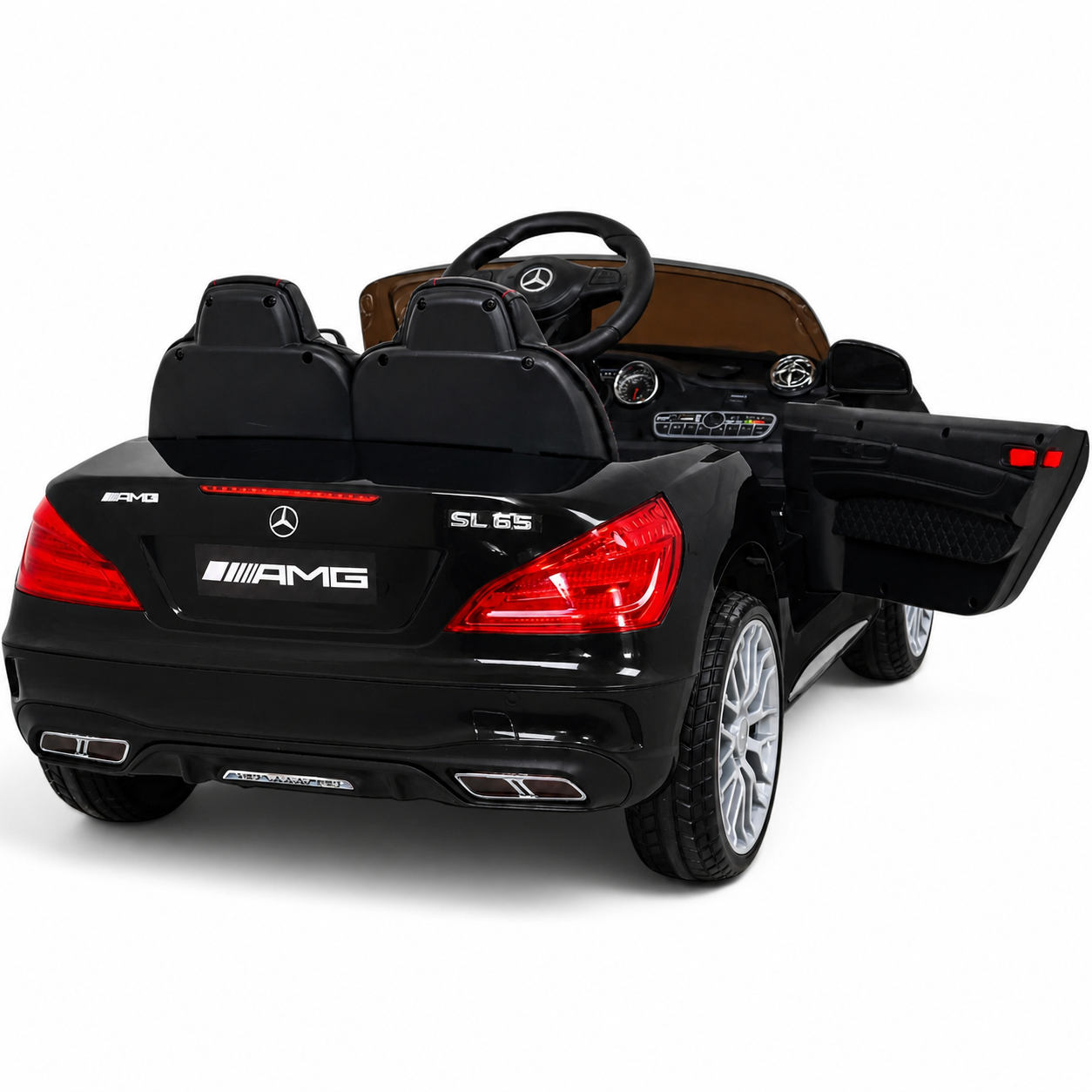 Carro Elétrico para Criança MERCEDES SL65 12V Ecrã MP4 Preto Metalizado c/ RODAS DE BORRACHA & ASSENTO EM PELE