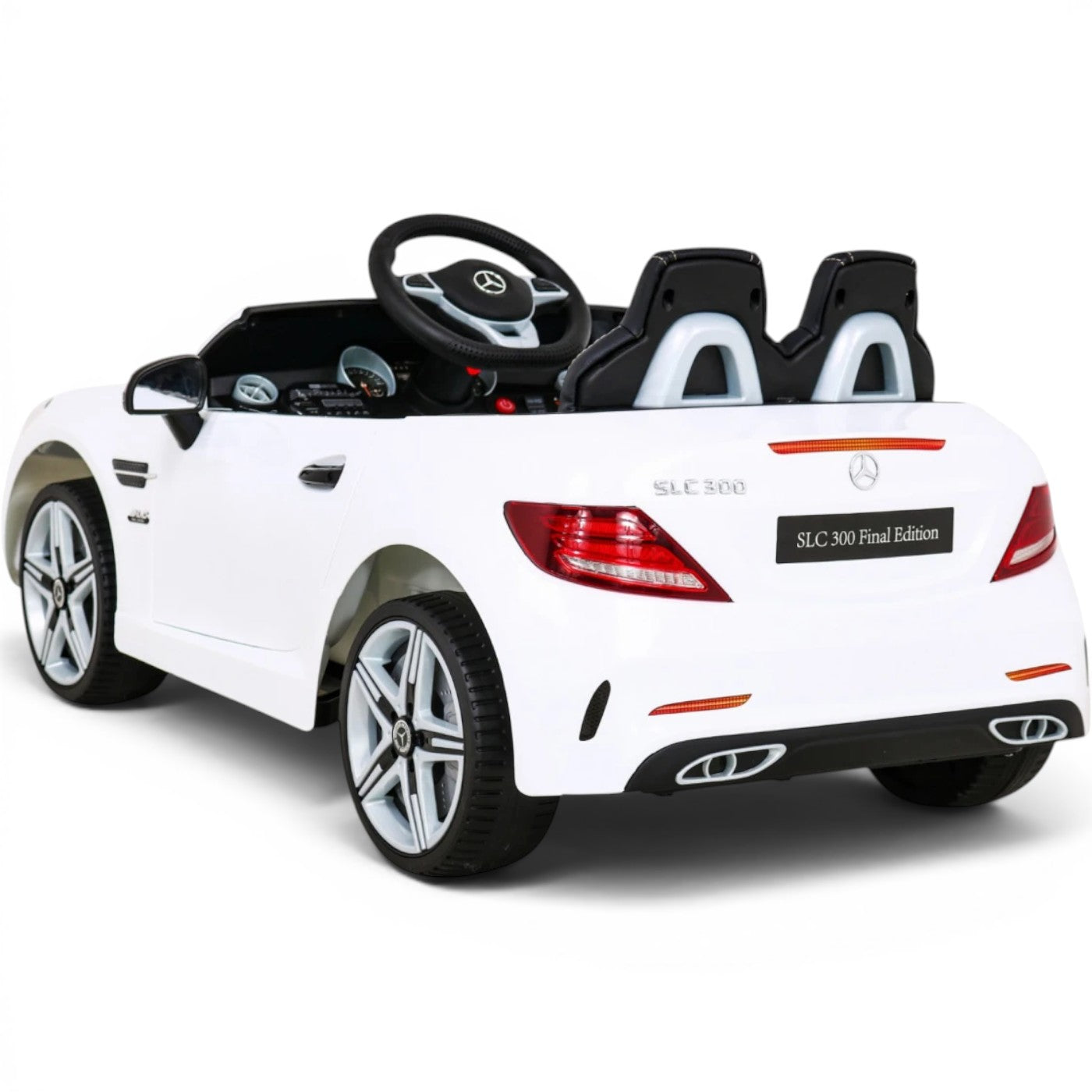 Carro Elétrico para Criança MERCEDES SLC300 12v Branco BATERIA DE LITIO c/ RODAS DE BORRACHA & ASSENTO EM PELE