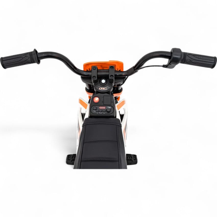 Moto Eléctrica para Niños estilo CROSS 12v Naranja c/ RUEDAS DE GOMA & ASIENTO DE PIEL