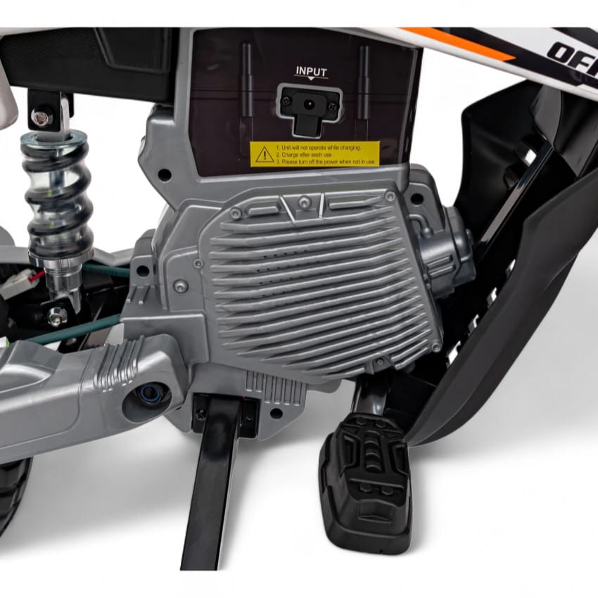 Moto Eléctrica para Niños estilo CROSS 12v Naranja c/ RUEDAS DE GOMA & ASIENTO DE PIEL