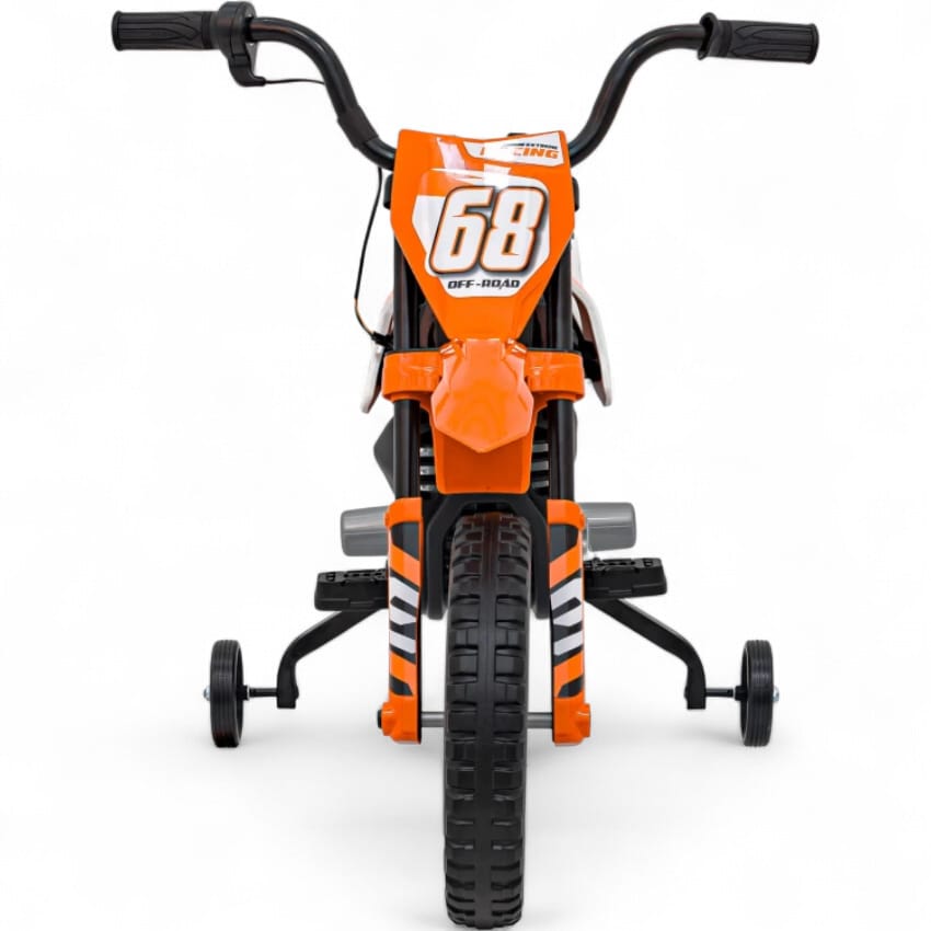 Moto Eléctrica para Niños estilo CROSS 12v Naranja c/ RUEDAS DE GOMA & ASIENTO DE PIEL