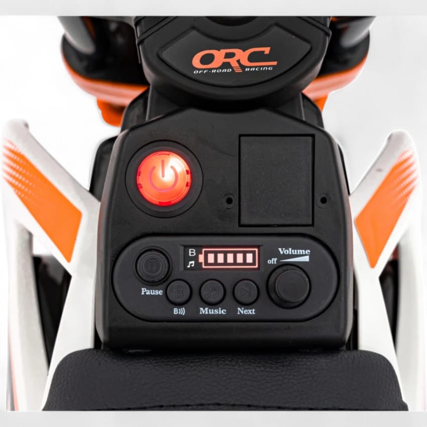 Moto Eléctrica para Niños estilo CROSS 12v Naranja c/ RUEDAS DE GOMA & ASIENTO DE PIEL