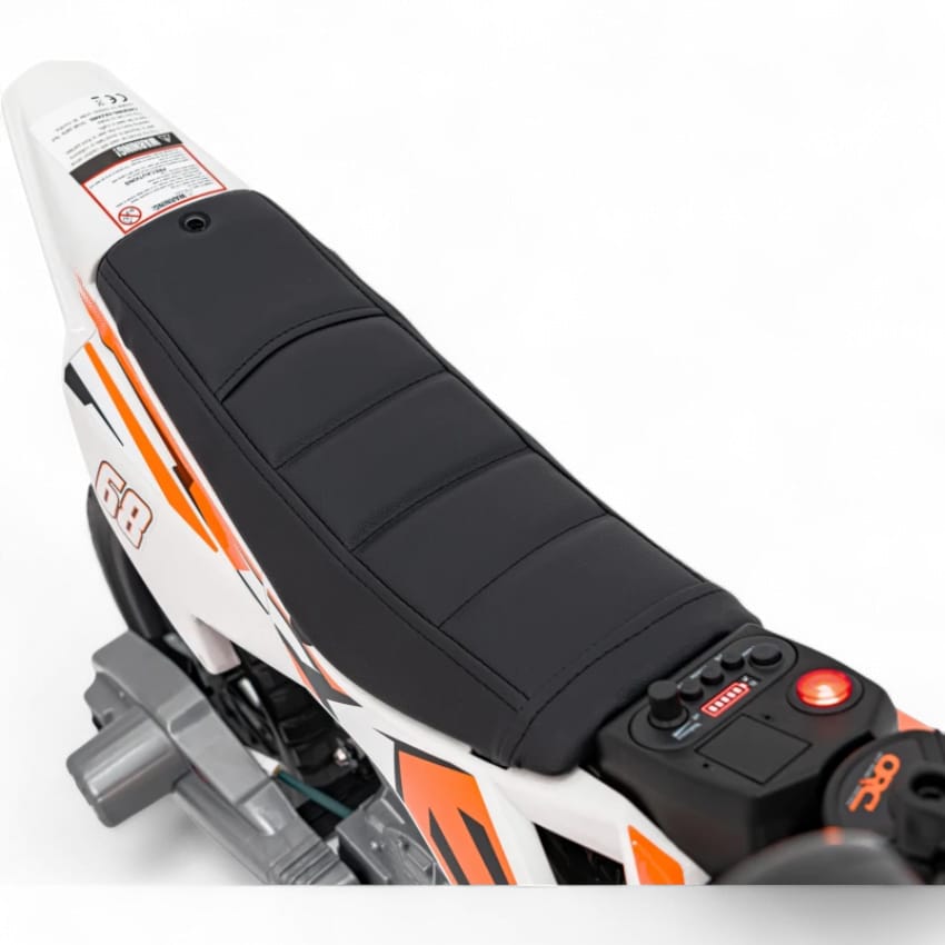 Moto Eléctrica para Niños estilo CROSS 12v Naranja c/ RUEDAS DE GOMA & ASIENTO DE PIEL