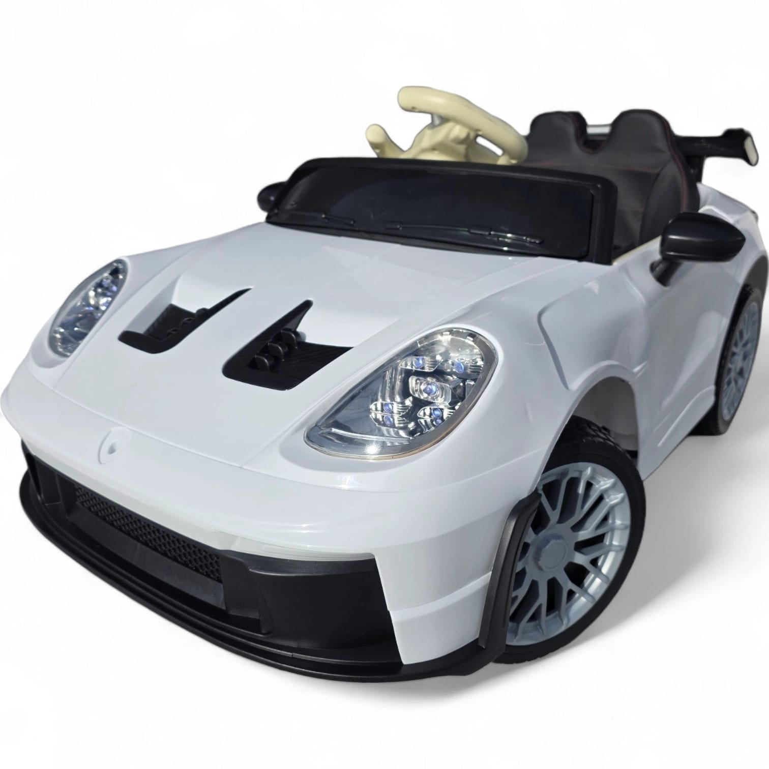 Coche Eléctrico para Niños GT3 Style Blanco 12v c/ RUEDAS DE GOMA & ASIENTO DE PIEL