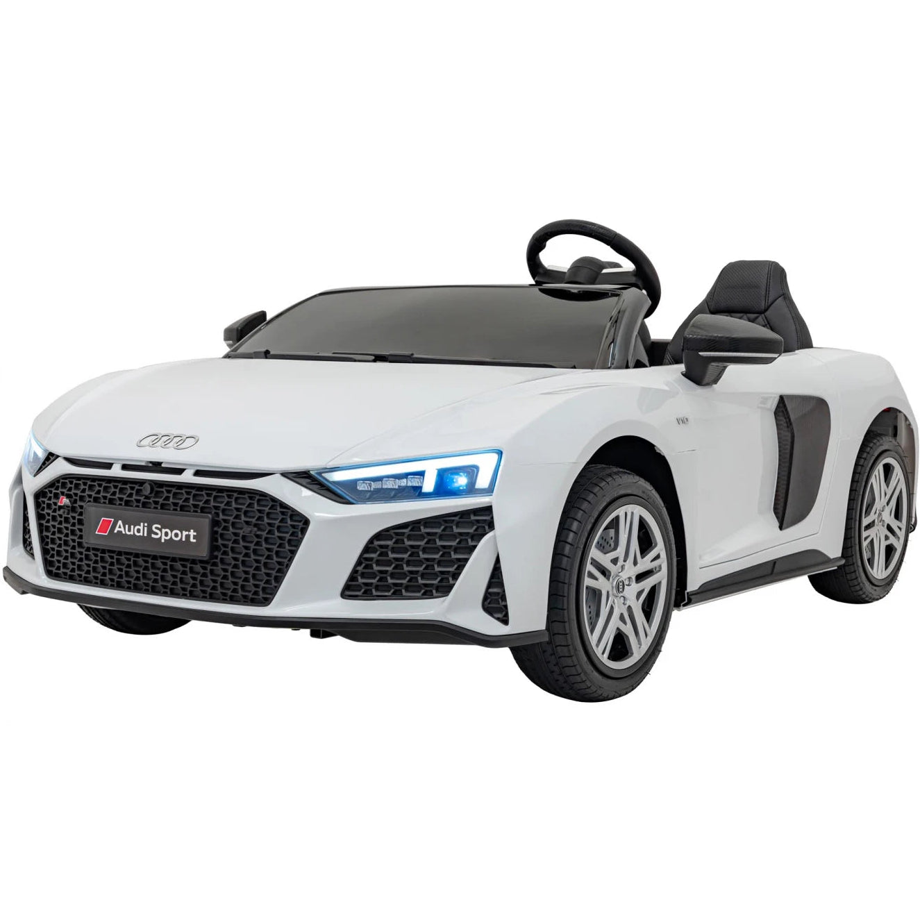 Coche eléctrico para Niños AUDI R8 SPYDER Versión XXL Blanco c/ RUEDAS DE GOMA & ASIENTO DE PIEL