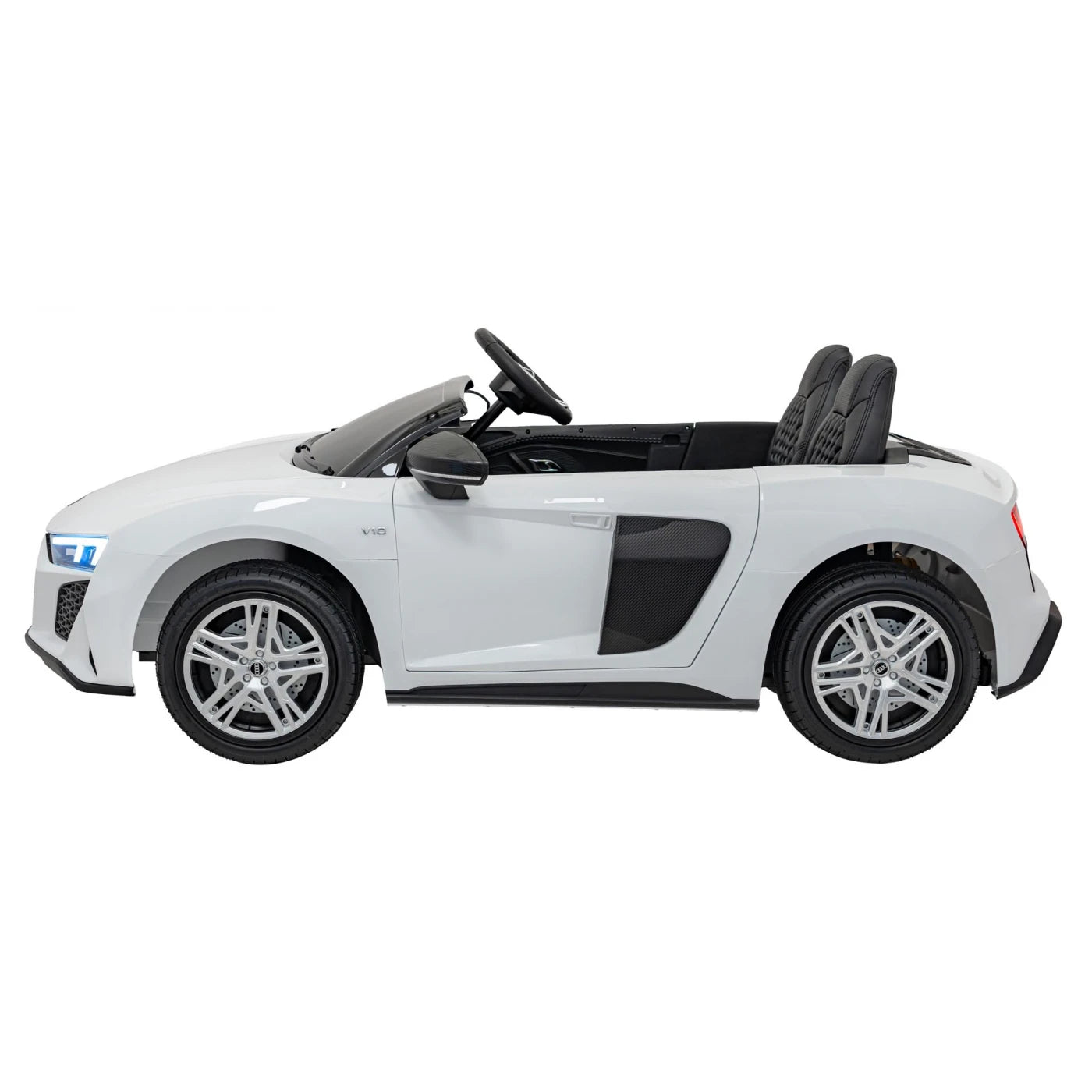 Coche eléctrico para Niños AUDI R8 SPYDER Versión XXL Blanco c/ RUEDAS DE GOMA & ASIENTO DE PIEL