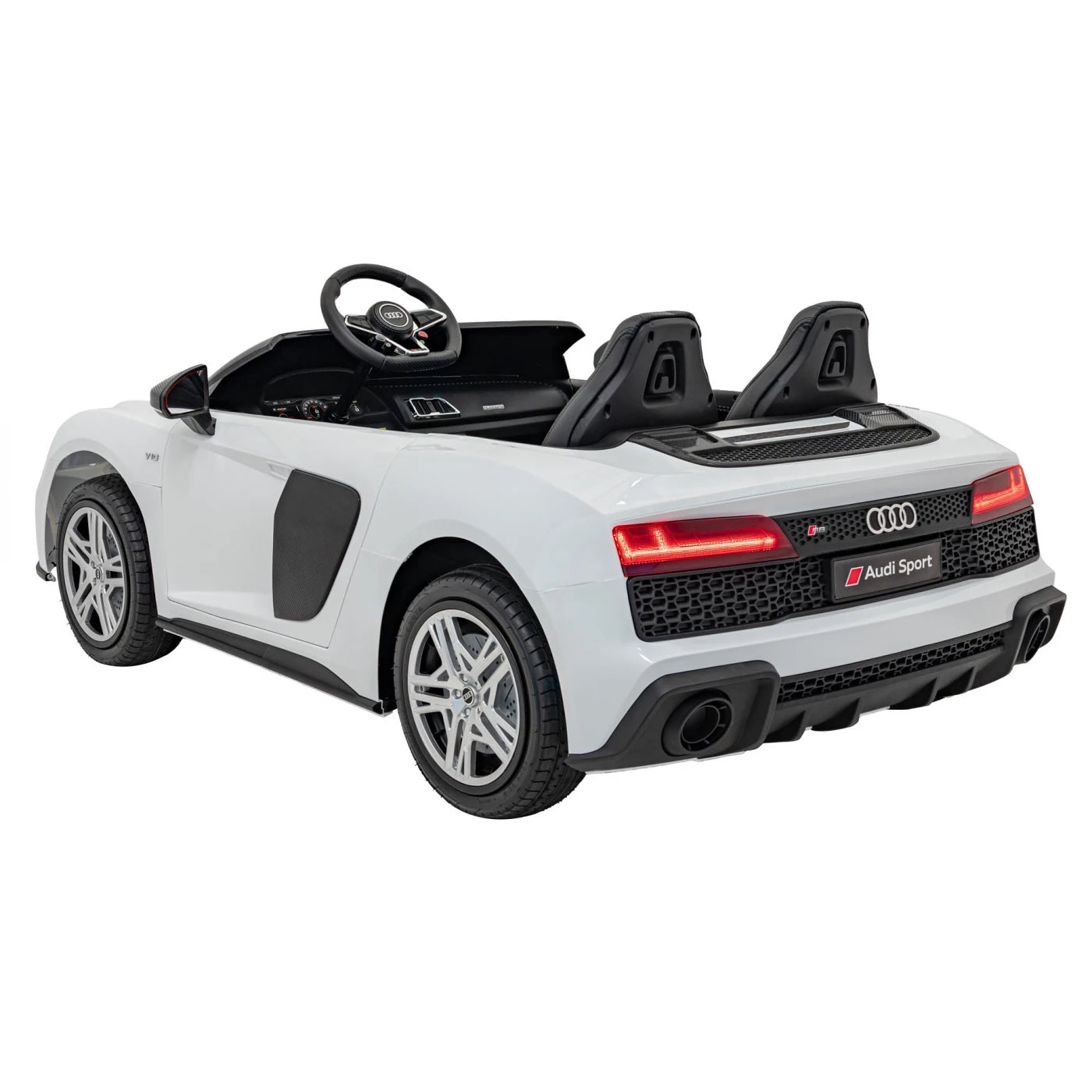 Coche eléctrico para Niños AUDI R8 SPYDER Versión XXL Blanco c/ RUEDAS DE GOMA & ASIENTO DE PIEL