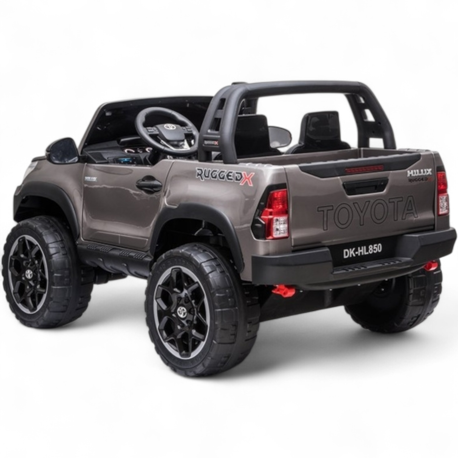 Coche Eléctrico para Niños TOYOTA HILUX Gris Metalizado 12v 4x4 c/ RUEDAS DE GOMA & ASIENTO DE PIEL