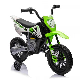 Mota Elétrica para Criança estilo CROSS 12v Verde c/ RODAS DE BORRACHA & ASSENTO EM PELE