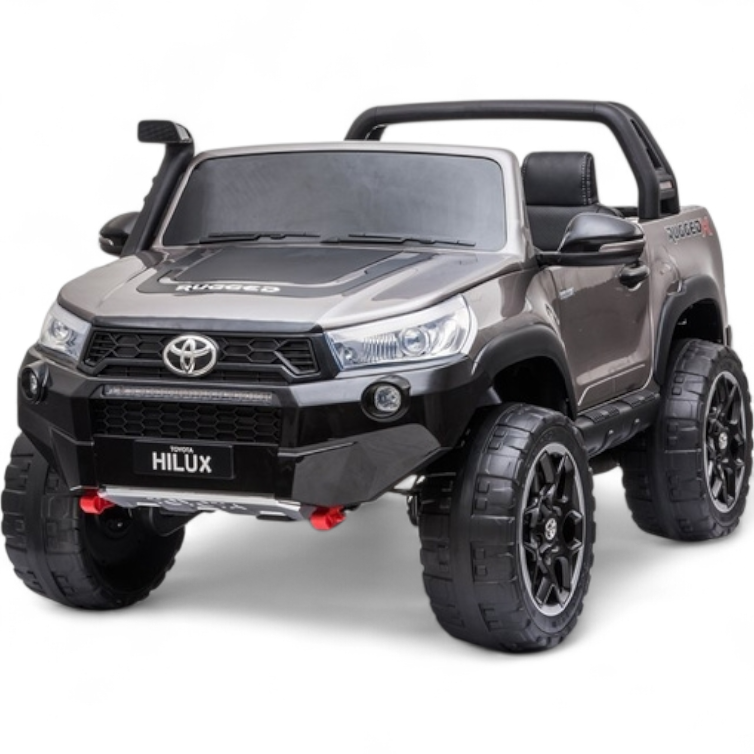 Coche Eléctrico para Niños TOYOTA HILUX Gris Metalizado 12v 4x4 c/ RUEDAS DE GOMA & ASIENTO DE PIEL