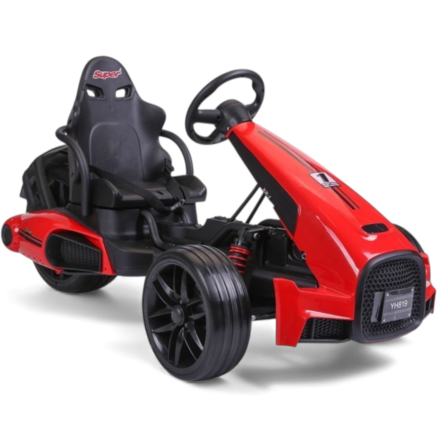 Kart Eléctrico para Niño FUNSHOT 12v Rojo c/ RUEDAS DE GOMA & ASIENTO DE PLÁSTICO