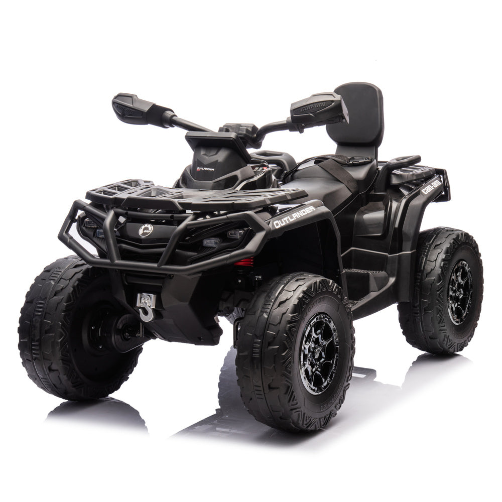 Moto 4 Eléctrica para Niño CAN AM Outlander 24v 4x4 Negra c/ RODAS DE BORRACHA & ASIENTO EN PELE