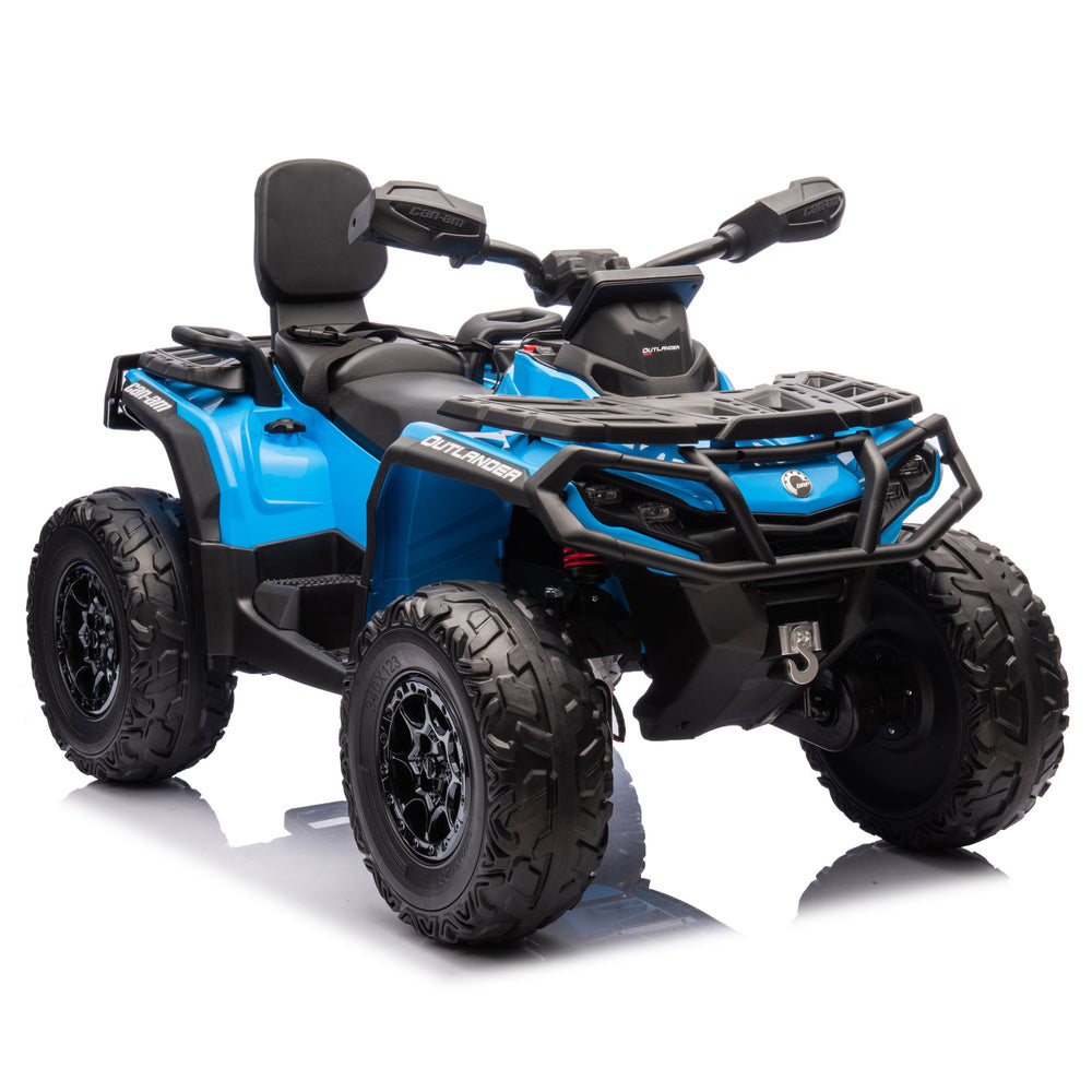 Moto 4 Eléctrica para Niño CAN AM Outlander 24v 4x4 Azul c/ RODAS DE BORRACHA & ASIENTO EN PELE