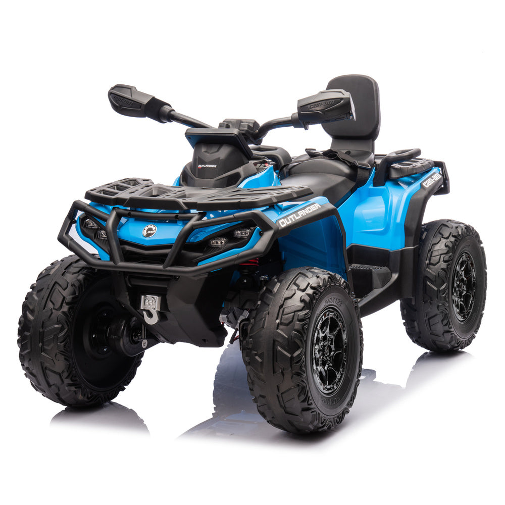 Moto 4 Eléctrica para Niño CAN AM Outlander 24v 4x4 Azul c/ RODAS DE BORRACHA & ASIENTO EN PELE