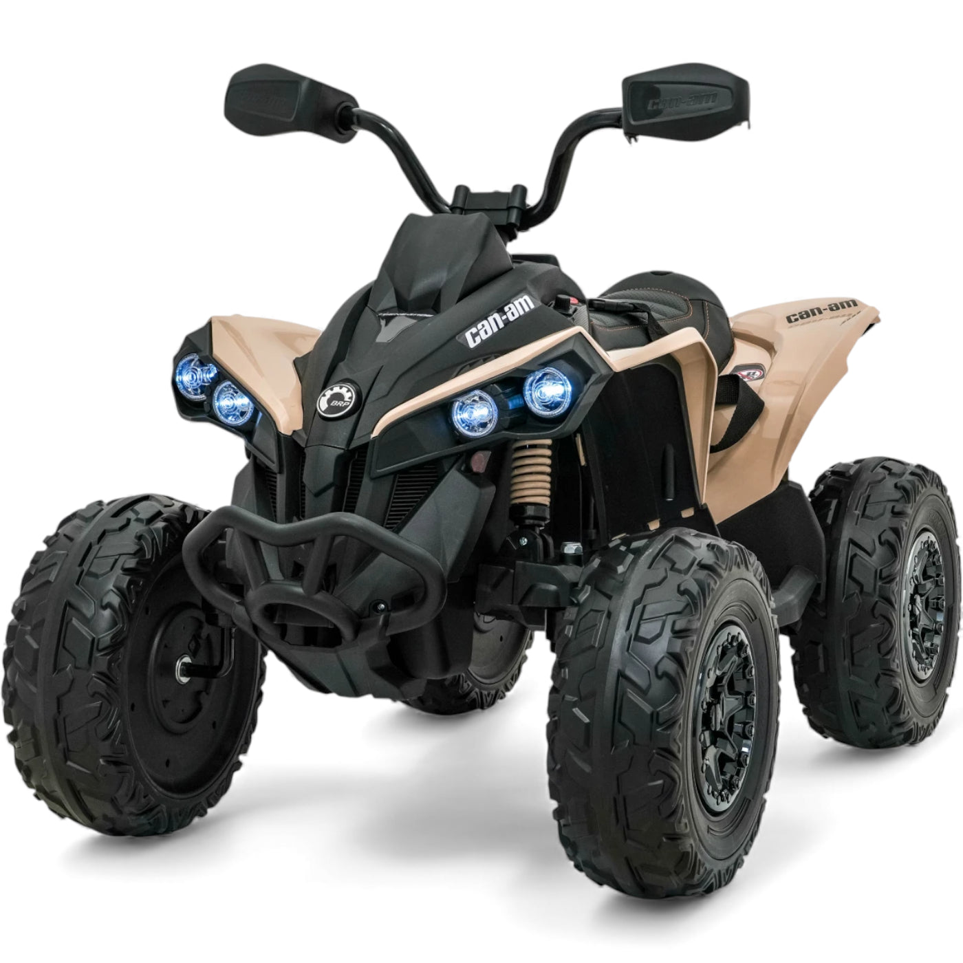 Moto 4 Eléctrica para Niño CAN AM Maverick 24v 2x200w Caqui c/ RUEDAS DE GOMA & ASIENTO DE PIEL